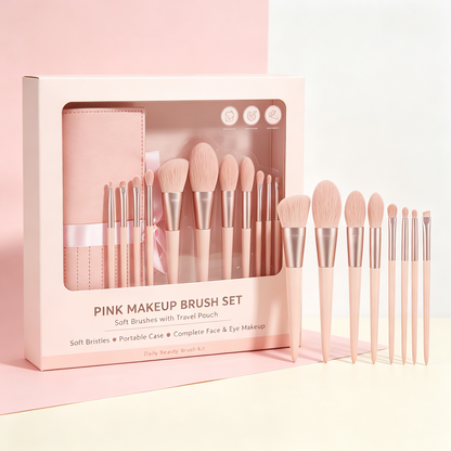 Pink Make-up Brush Set with Travel Pouch