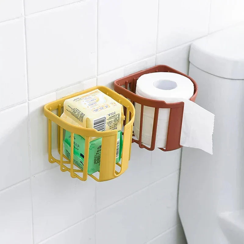Punch-Free Toilettenpapierregal Badezimmer Küche Tissue Box Wandmontage Klebepapier Aufbewahrungsbox Toilettenpapierhalter Rollenpapier