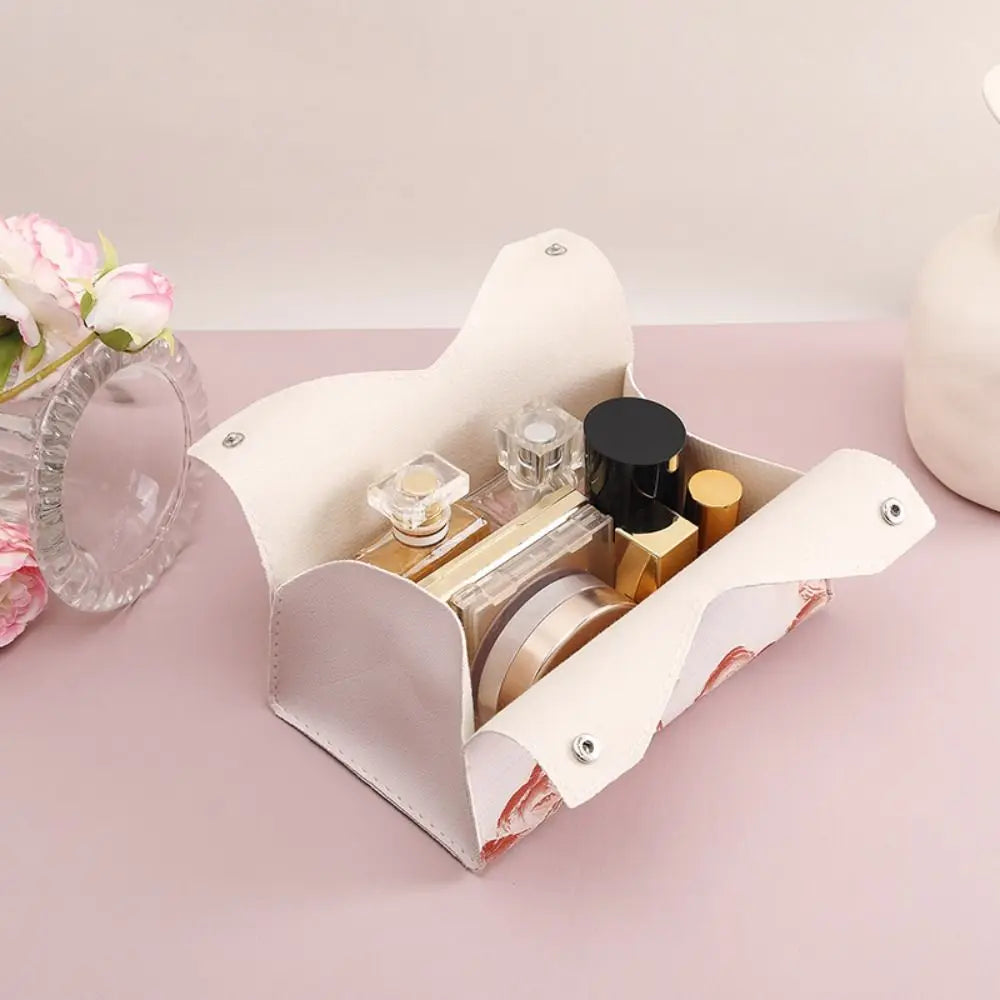 Ästhetische Leder rosa Tissue Case Large Storage Ölmalerei Papier Handtuch Box Creative Durable Serviettenhalter Home