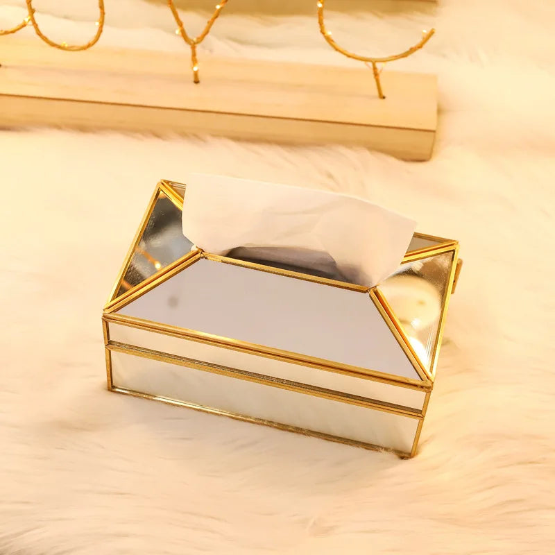 Luxus europäischen Stil praktische Spiegel Glas Tissue Box wasserdicht Papier Handtuchhalter Frisiertisch Tablett Home Decor