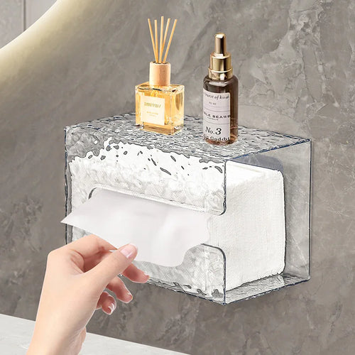 Badezimmer Tissue Box Wall-mounted Paper Case Glacier Style Face Wash Towel Storage Container Sanitary Paper Holder Acrylic Boxes